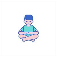 A man sitting in a lotus position with his hands on his knees vector