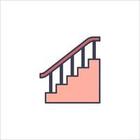 A stairway with a handrail and a handrail icon vector
