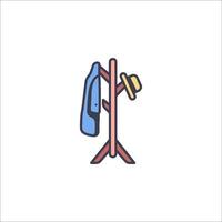 A coat rack with a hat and jacket on it vector