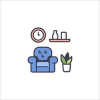 A chair and clock icon on a white background vector