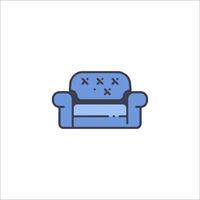 A couch with a broken armrest icon vector