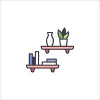 A shelf with books and a plant on it vector