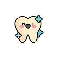 A tooth with stars on it is shown in a cartoon style vector