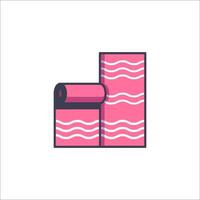 A pink roll of toilet paper is shown in a line vector