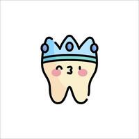 A tooth with a crown on it vector
