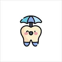 A tooth with an umbrella on it vector