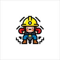 A cartoon character wearing a hard hat and holding a hammer vector
