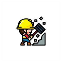 A cartoon character with a shovel and a hammer vector