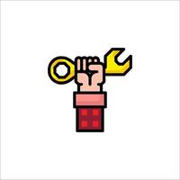 Hand holding wrench icon vector