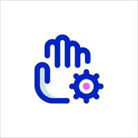 A hand with gears and a gear icon vector