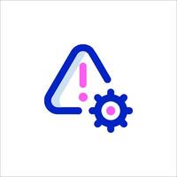 A gear wheel and a triangle with an exclamation mark vector