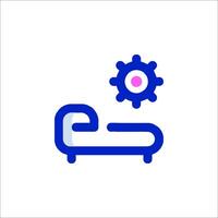 A bed with gears and a clock icon vector