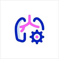 A logo with a gear and a human lung vector