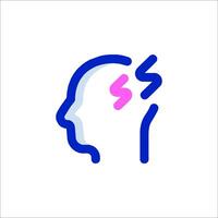 A blue and pink icon of a person's head with a brain vector