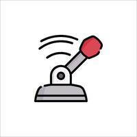 A red and white button with a red handle vector