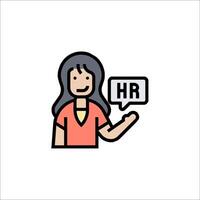 Hr icon with woman holding up a speech bubble vector