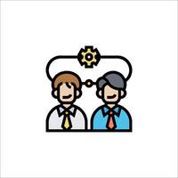 Two people are talking about something on a white background vector