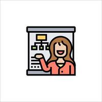 A woman pointing at a computer screen vector