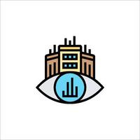 A building with an eye icon on it vector