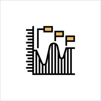 An icon of a bar graph with a line vector