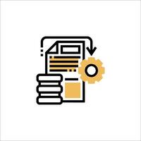 A file icon with a gear and a stack of paper vector