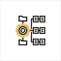 A black and yellow icon of a computer vector
