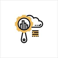 A cloud with a magnifying glass and a graph vector