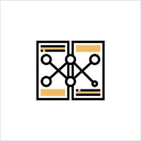 A simple icon of two boxes with a line connecting them vector