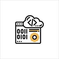 A cloud with a computer and a code symbol vector