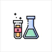 A laboratory flask and test tube with a liquid vector