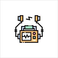 A robot with a clock and a microphone vector
