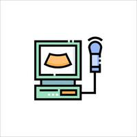 A computer with a microphone and a microphone icon vector