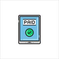 A tablet with the word paid on it vector