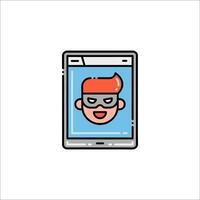 A man in a mask is on the screen of a phone vector
