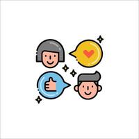 A cartoon couple with speech bubbles and hearts vector