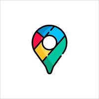 A colorful map pointer icon on a white background vector