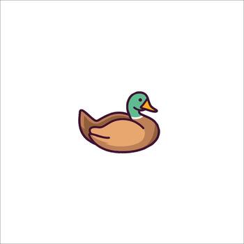 A duck is sitting on a white background vector