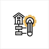 A house with a key and a clock icon vector