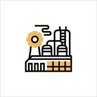 A factory with a clock and a clock tower vector