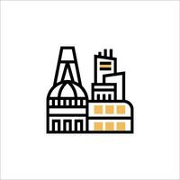 A city skyline icon with a building and a clock vector