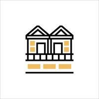 A house icon with a balcony and a roof vector