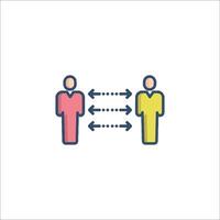 Two people are connected by arrows in a line vector