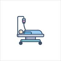 A hospital bed with a patient on it vector