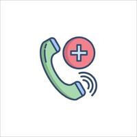 Phone call icon with a plus sign vector