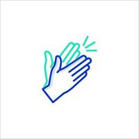 A hand clapping icon with a green light vector