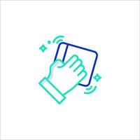 A hand holding a book icon vector