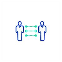 Two people are connected by arrows in a line vector