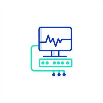 A computer monitor with an ecg line icon vector