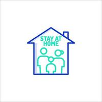 Stay at home icon with family inside vector