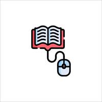 An open book and a mouse connected to a computer vector